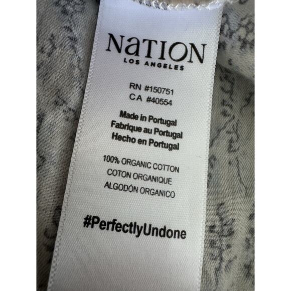 Nation Ltd Florence Blouse Balloon Sleeve Porcelain Floral Vines M - Picture 8 of 12